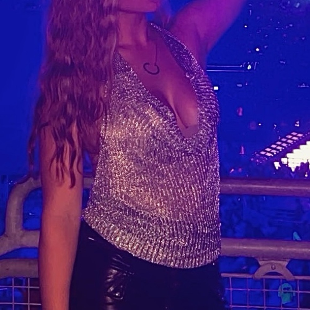 Edikted Silver Sequin Crop Top
